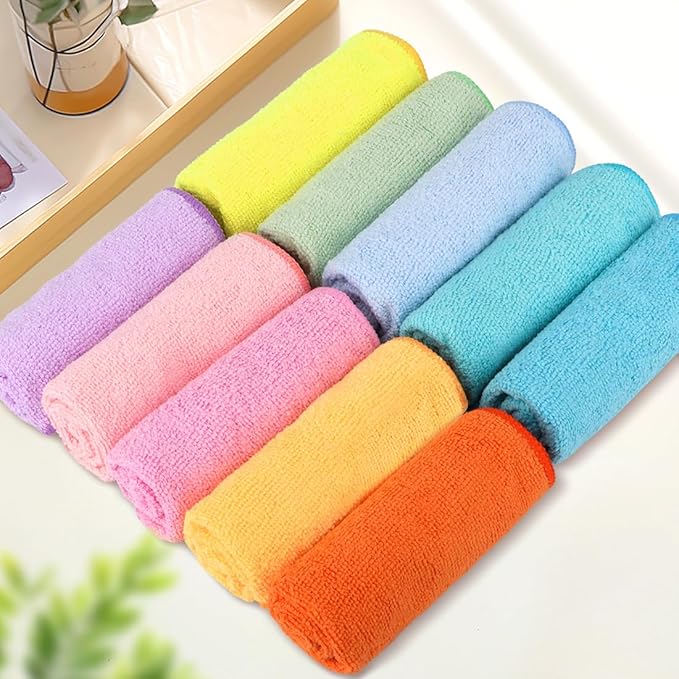 Orighty Washcloths, 20 Pack Microfiber Face Towels, Highly Absorbent and Soft Feel Wash Cloths & Hand Towels for Bathroom, Hotel, Spa, and Gym, 11.5x11.5 Inch, Multicolor