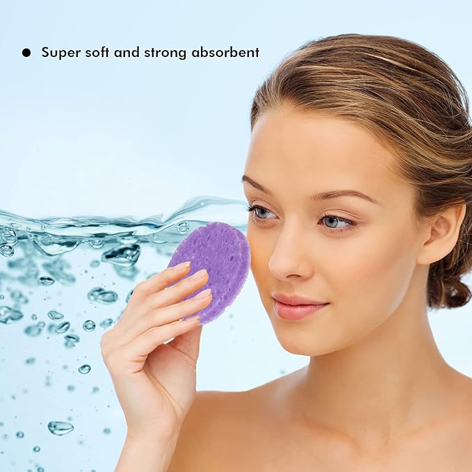 Geiserailie 50 Pcs Compressed Facial Sponges Facial Makeup Natural Cosmetic Spa Sponges for Women Cleansing, Exfoliating Mask, Makeup Removal, Dead Skin, and Dirt, Travel Accessories(Multi-Color)