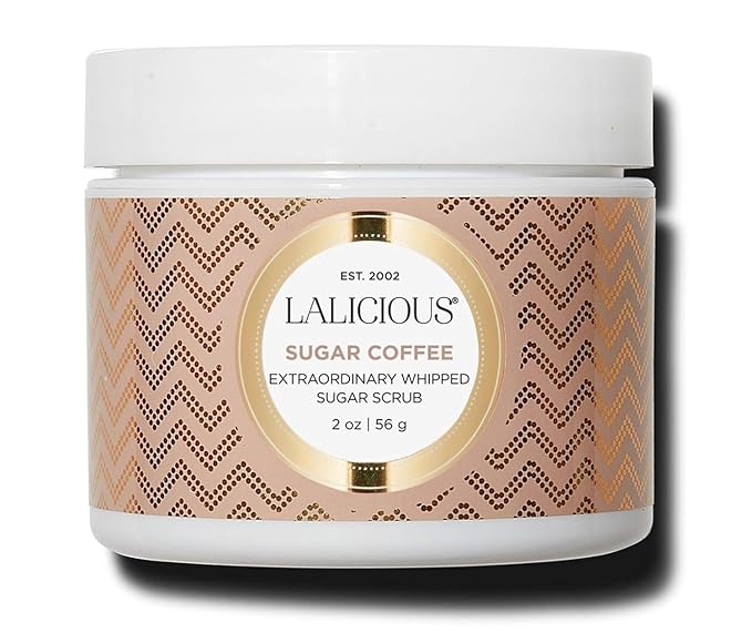 LALICIOUSSugar Kiss Sugar Scrub for Body, Exfoliating Body Scrubs for Women, Moisturizing Body Exfoliator with Coconut Oil & Honey for Radiant Skin, Zero Greasy, No Parabens (Sugar Coffee 2oz)