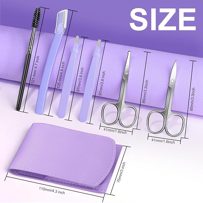 FANDAMEI Eyebrow Scissors, Eyebrow Kit, Eyebrow Tweezers for Women, Eyebrow Razor, Eyebrow Brush. Eyebrow Kit for Men with Leather Case. Eyebrow Scissors for Women Facial Hair Ingrown Hair Removal