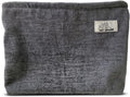 HAPPYHEIDI Large Gray Velvet Makeup Bag with Compartment Cosmetic Toiletry Travel Pouch,Purse Accessory Organizer, Canvas Lined