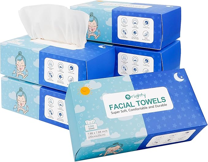 Orighty Disposable Face Towel, Biodegradable Clean Facial Towels, Super Soft Makeup Remover Wipes, Absorbent Facial Wash Cloth for Makeup Removing, Facial Cleansing, Nursing, Outdoor, 600 Count