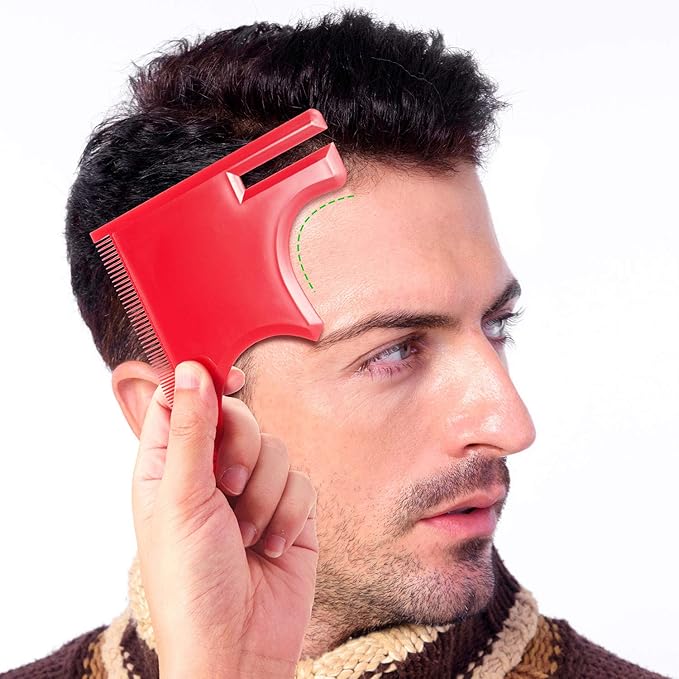 2 Pieces Beard Guide Shaping Template Tools Mustache Lineup Stencil Hairline Hair Cutting Beard Shaper Trimming Styling Curving Goatee with Inbuilt Combs for Men