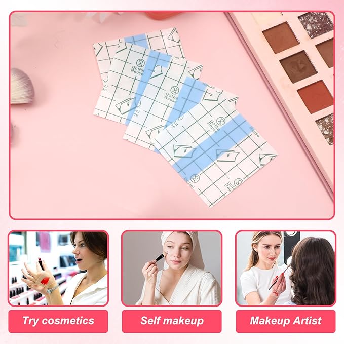 200 Pcs Disposable Adhesive Makeup Hand Palette Single Use Waterproof Makeup Mixing Palette Paper Adhesive Cosmetic Make Up Tape Transparent Cosmetic Tray Clear Foundation Mixing Tray for Women Girls