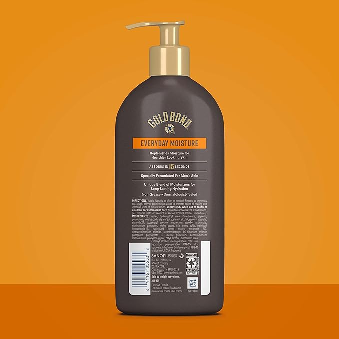 Gold Bond Ultimate Men's Essentials Hydrating Lotion, 14.5 oz., Everyday Moisture for Dry Skin, (Pack of 2)