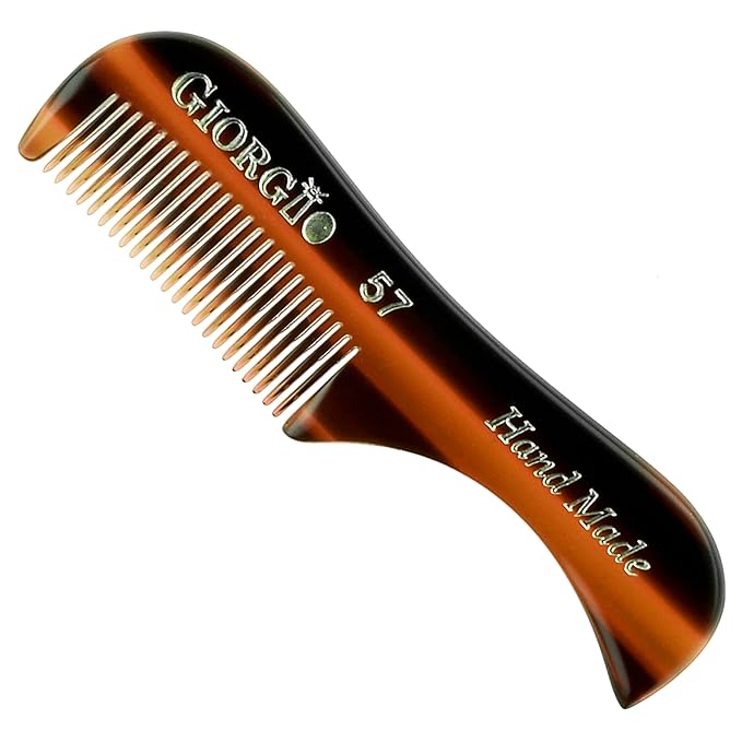 Giorgio G57 Extra Small Men's Fine Tooth Beard and Mustache Comb for Facial Hair Grooming and Styling. Wallet Pocket Comb Beard Comb for Men, Handmade, Saw-Cut and Hand Polished