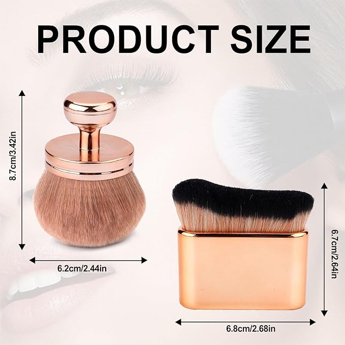 2pcs Extra Large Body Makeup Brush For Self Tanner, Self Tanner Applicator Foundation, Oval Self Tanning Blend Brush Kabuki Brush, Tan Legs Arms Face Body (Rose Gold)