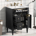 Harper & Bright Designs 24" Bathroom Vanity with Sink, Free Standing Bathroom Vanity Set with Flip Drawer, 2 Drawers, and Adjustable Shelf, Wood Storage Cabinet with Ceramic Basin for Bathroom, Black