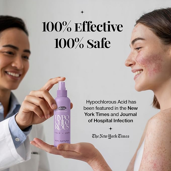 Hypochlorous Acid Spray for Face and Skin; Facial Cleanser | 8oz Face Mist Hypochlorous Acid Spray for Skin, Acne, Rash, Eczema, Wound | Antimicrobial Facial Cleanser Acne Sprays; Smart Skincare
