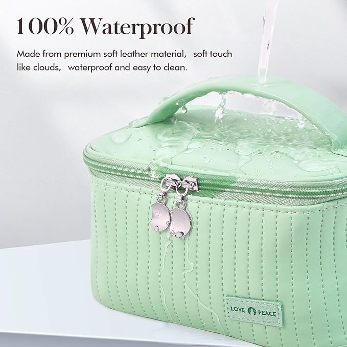 Makeup Bag Travel Cosmetic Bag, Large Capacity Makeup Organizer Bag and Storage, Portable PU Leather Pouch Toiletry Bag Make up Organizer, Cosmetic Bags for Women