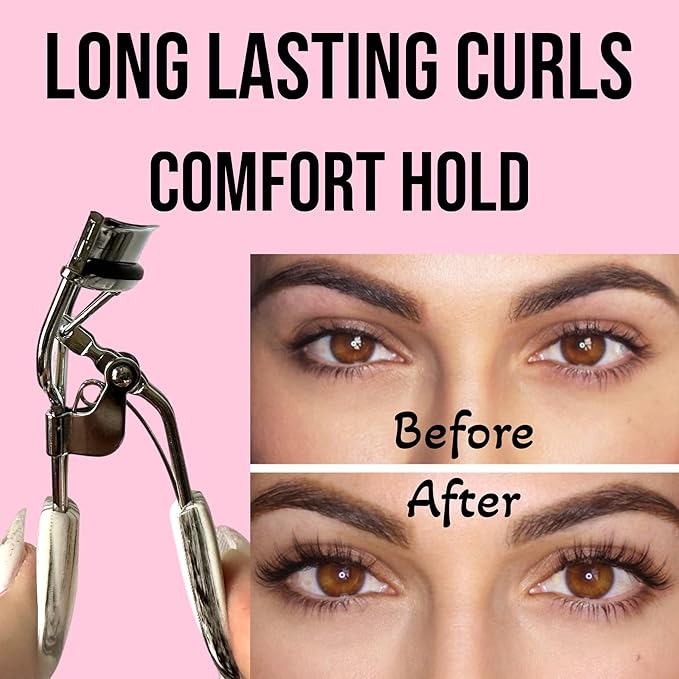 Professional Eyelash Curler Long Lasting Lifted Eyelashes Ergonomic Comfort Hold Perfect Curls in Seconds (x2 Marble Style Handle)
