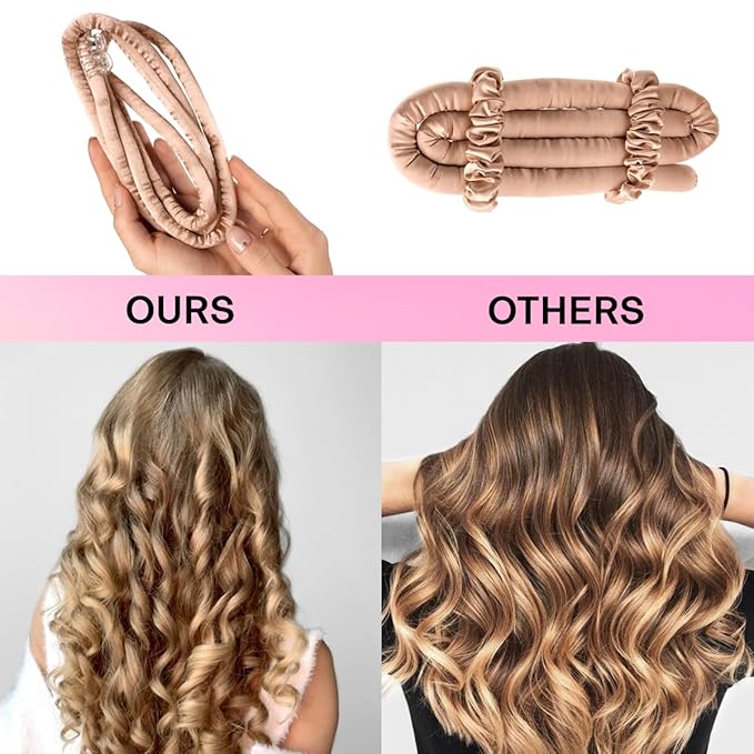 Lanzhire Heatless Curling Rod Headband for Long and Short Hair, No Heat Overnight Curls with Thin Curlers to Sleep In (Golden)