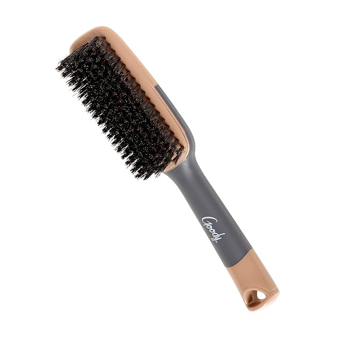 Goody Detangle It Boar Bristle Hair Brush, Use as a Detangling or Styling Brush, Conditions & Boosts Shine, Helps Tackle Knots & Reduce Frizz, For Wet or Dry Hair, Brown/Grey (Pack of 2)