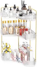 GTI 3-Tier Corner Bathroom Counter Organizer, Large Capacity Makeup Organizer Countertop, Perfume Cosmetics Skincare Vanity Organizers, Exquisite Countertop Storage for Women (Clear)