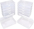 12 Pack Rectangular Clear Plastic Storage Containers Box with Hinged Lid for Beads and Other Small Craft Items (5.3 x 3.1 x 1.18 inch)