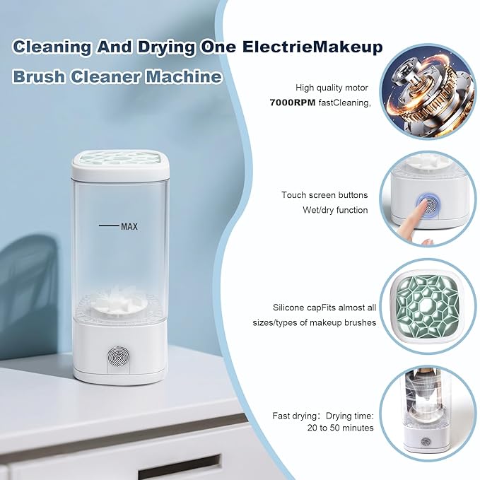 3 IN 1 Electric Makeup Brush Cleaner Machine With Dryer, Holder, Portable Automatic USB Cosmetic Brushes Cleaner Tool Deep Cleaning for All Size Beauty Makeup Brush Set, Sponges, Blush Brush