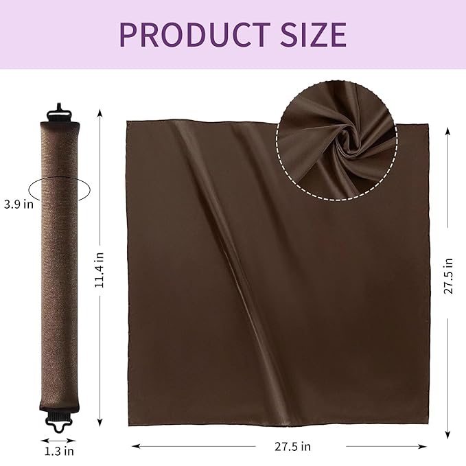 Heatless Curls Overnight Hair Curlers - 4 Pcs No-Heat Curling Rod to Sleep In,Velvet Hair Rollers with Satin Wrap