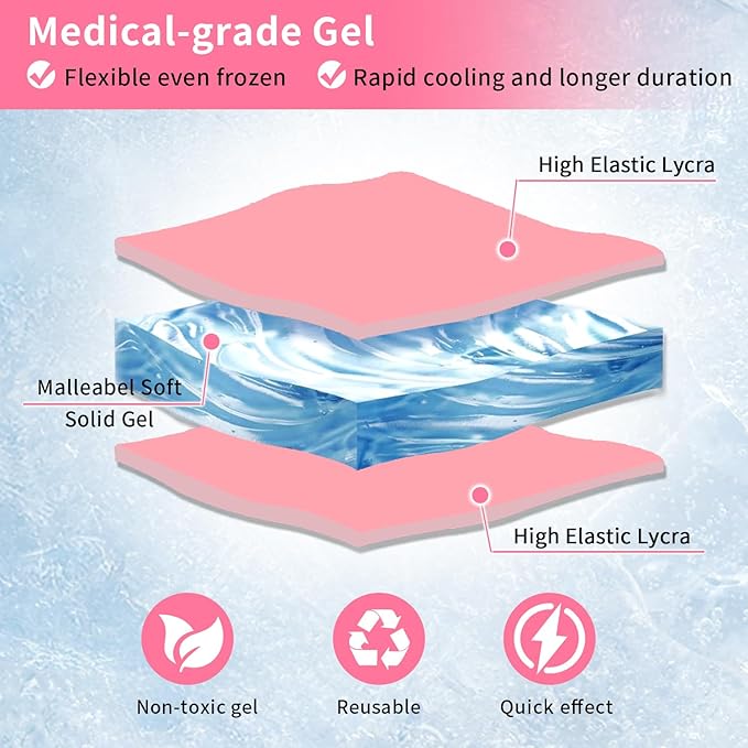 ZNÖCUETÖD Migraine Headache Relief Cap Hat Full Head ice Pack Wrap Cooling Gel Ice Beanie Cold Cap Hot/Cold Compress Therapy for Sinus, Stress, Tension, Head Pain Relief, Gift for Women