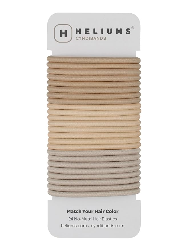 Cyndibands Blonde Hair Ties - No Damage Elastic Hair Tiess, 4mm Ponytail Holders - 24 Count (Sandy, Beige, Ash Blonde)