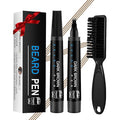 Beard Pencil Filler for Men Black - Beard Pen with Brush, Barber Pencil Smudge-proof & Water-proof Grooming Kit for Men Creating Natural Beard Color, Gifts for Men (Brown)