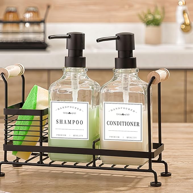12PCS Bathroom Labels for Bottles,Minimalist Bathroom Organization Labels,Waterproof Bottle Labels for Shampoo Conditioner Body Wash(White)