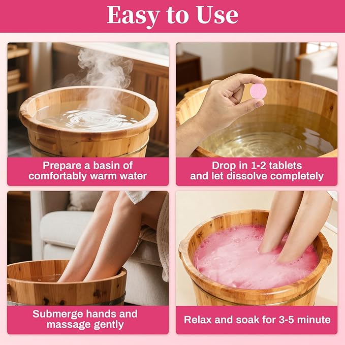 Manicure Spa Tablets 8oz -Pomegranate Soak Balls, Moisturizing Tablets, Cuticle Softener for Foot and Hand Soak Pedicure Spa Supplies Manicure Tools Nail Salon & Tavel Esenntial（40count）