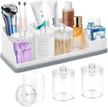 Bathroom Counter Organizer, Large White Silicone Toothbrush Holders for Bathrooms Organizer Countertop with 3PCS Qtip Holder, Toothbrush and Toothpaste Holder for Bathroom Organization Storage Vanity