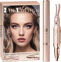 Heated Eyelash Curler - 2 in 1 Eye Lash Curler and Eyebrow Trimmer for Women with 2 Temperature Modes, USB Rechargeable Electric Eyelash Curler, Anti-Burn Design, Ideal Gift for Women(Gold)