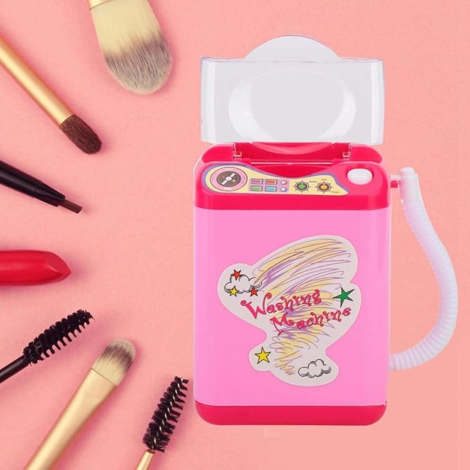 Makeup Washing Machine, Simulation Mini Makeup Brush Cleaner Electric Make Up Sponge Puff Cleaner Device Automatic Cosmetic Tool for Girls and Women