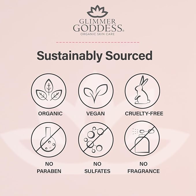 Glimmer Goddess Organic Whipped Body Butter for Women - Moisturizer Cream with Shea & Cocoa Butter, Almonds & Coconut Oil - Pink Grapefruit, 8oz