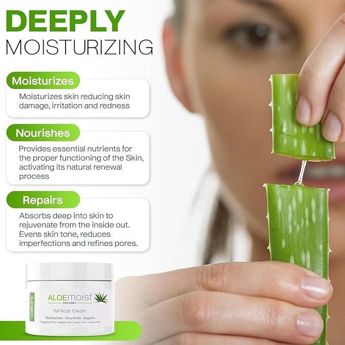 Organic Aloe Vera Face Cream & Body Moisturizing Cream, Natural Aloe Vera Lotion with Vitamin E Oil, Vitamin C, Retinol Cream, Shea Butter – Anti Aging Face Moisturizer for Women, Dry Skin (2 oz)