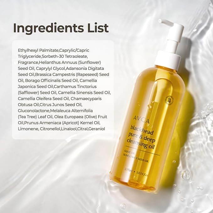 AVCA Blackhead Remover Cleansing Oil 10.14 fl oz (300 ml) – Makeup & Sebum-Dissolving Cleanser, PHA Gentle Exfoliator, Lightweight Pore Care, Korean Skincare for Normal & Oily Skin