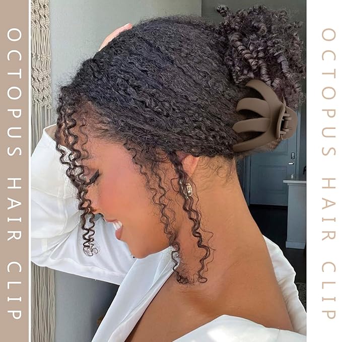 4 Pcs Octopus Hair Clips for Thick Hair - Large Claw Clips for Women, Matte Neutral Color, Strong Grip Non-Slip Jaw Clips