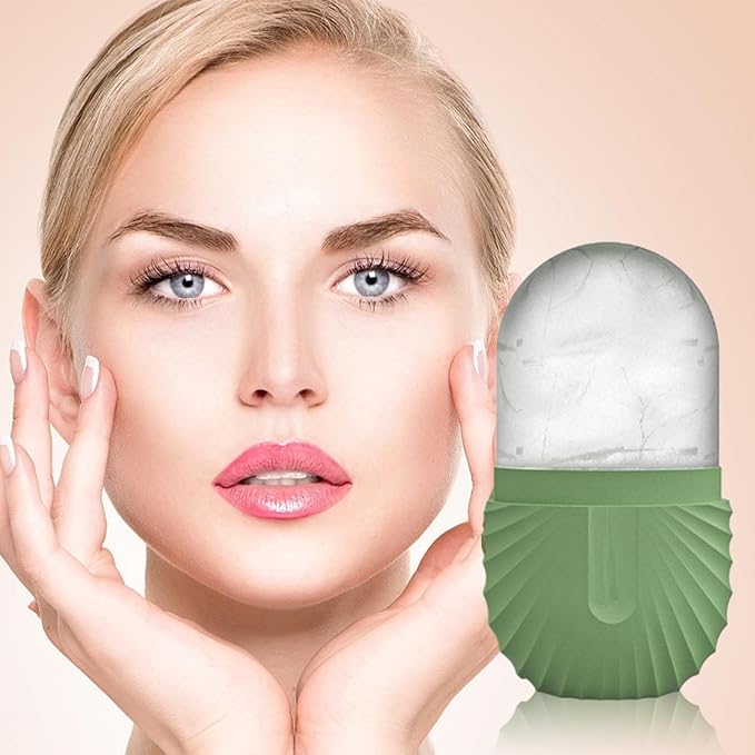 Ice Roller For Face And Eye, Reusable Ice Face Roller, Facial IceRoller, IceGlobes For Faces, Silicone Massage IceMold, IceRoller Skin Care Tool, Massage Facial Ices Tray For Women Girl(green)
