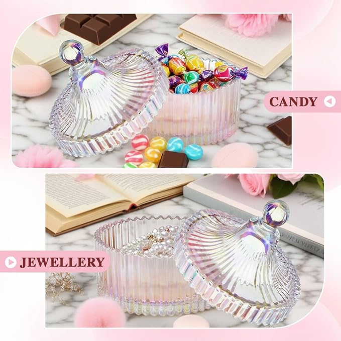 5 Pcs Extra Large Body Powder Puff and Container Set – 5.43" Oversize Crystal Powder Container | 3.54" Ultra-Soft Velour Puff, Washable & Reusable, Ideal for Face/Body Glitter & Wet/Dry Makeup