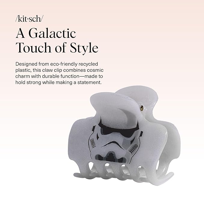 Kitsch x Star Wars Stormtrooper Glitter Medium Hair Clip for Women – Iconic Galaxy-Inspired Claw Clip | Recycled Plastic, Strong Secure Grip | Ideal Gifts for Women, Hair Accessories for Girls