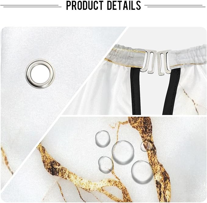 White Gold Marble Professional Barber Cape with Adjustable Neckline, Waterproof Hairdressing Salon Cape for Men Women Kids - 65" x 55" Beard Apron Shaving Kits for Salon and Home Use
