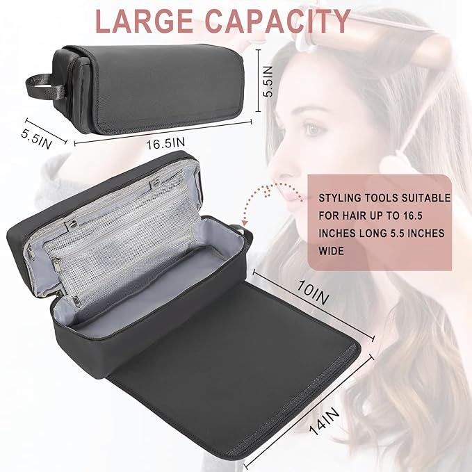 Hair Tools Travel Bag with Heat Resistant Mat Hair Styling Accessories Storage Case for Hair Dryer Flat Iron Straightener Curling Iron Haircare Accessories Travel Essentials for Women