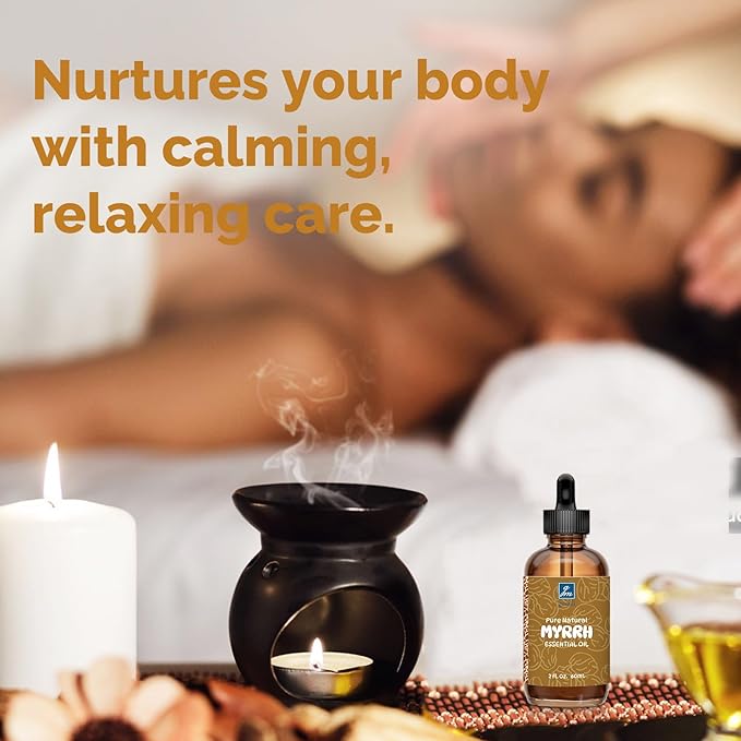 Myrrh Essential Oil 2 Oz, 100% Pure Natural Myrrh Oil for Diffuser, Skin, Hair, Body & Face, Massage, DIY & Home Use