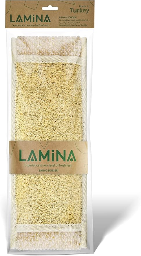 Veteran Textile%100 Natural-Organic, Loofah Sponge, Body Scrubber, Back Washer, Back Strap, Shower Bathing with Loofah beds, All-Round Cleaning, Body Care [ Lamina ] (Double-Sided Bath Mini)