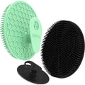 Silicone Body and Face Scrubber Set 3 Pack, BEAUTAIL Shower Bath Scrubber, Gentle Exfoliating Brush for Women Men Baby Sensitive Skin, More Hygienic Than Traditional Loofah, Long Lasting, Black+Green