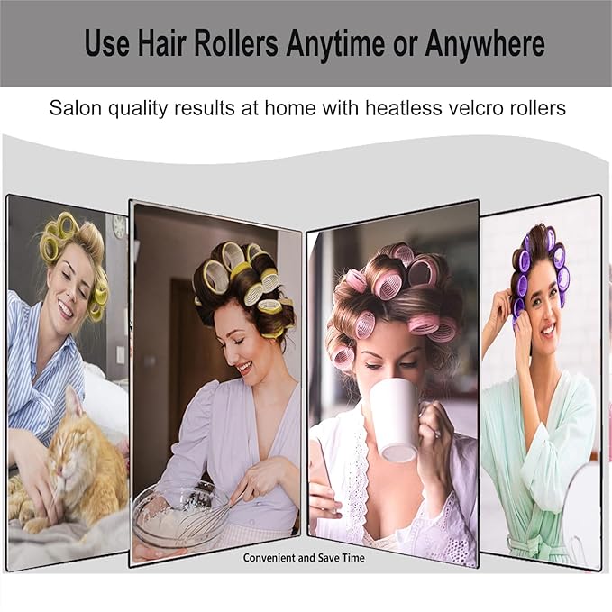 38Pcs Hair Rollers Set,Hair Rollers for Blowout Look, Self Sticky Hair Curlers, Jumbo Large Medium Sizes for Short Long Hair,with18 Rollers 18 Metal Clips & Comb & Storage Bag (Gift Pack)