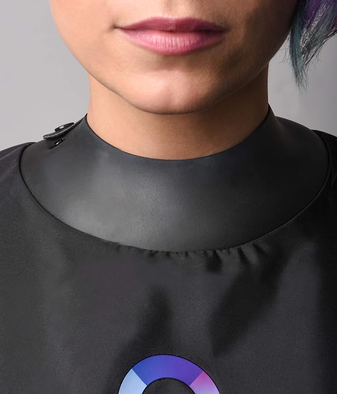 FRAMAR Black Salon Cape – Shampoo Hair Cape, Salon Color Capes, Chemical Capes For Hairstylist, Hair Dressers Drape, Cosmetology Supplies, Barber Supplies - Snap Closure & Rubberized