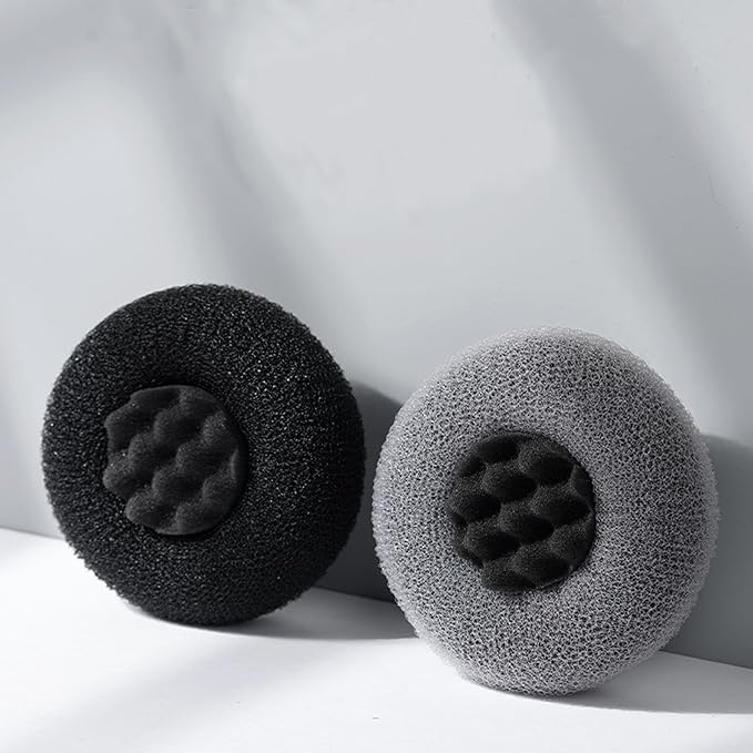 2Pcs Bath Sponge Shower Loofah, Exfoliating Body Scrubber, Upgrade Large 2-in-1 Sunflower Bath Ball with Suction Cup Non-Slip Handle, Bath Sponges for Men Women(Grey&Black)
