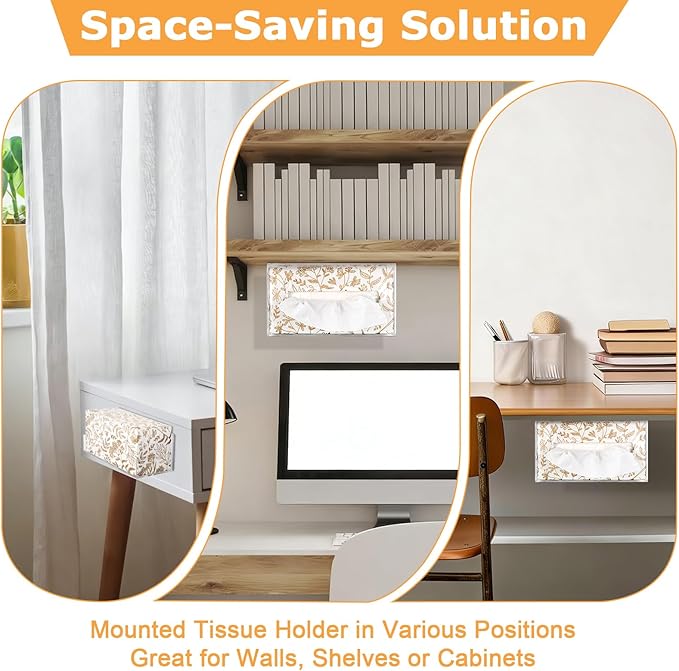 Acrylic Tissue Holder Wall Mounted, Clear Tissue Dispenser with Self Adhesive Hook and Screws, Classic Tissue Box Cover Tissues Organizer for Bathroom Toilet Kitchen Cabinet RV (Rectangular)