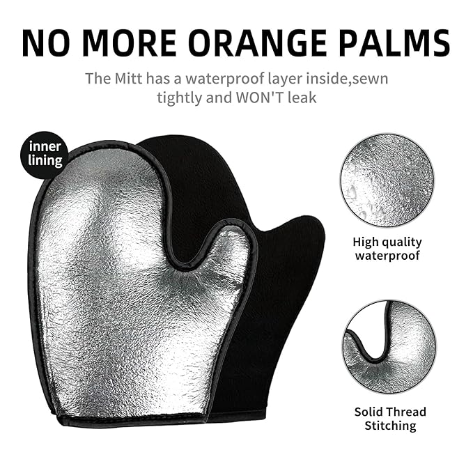 FUNAN Self Tanning Mitt Applicator- Double Sided Fake Mitt Self Tan Mitt With Thumb Ultra Soft Tanning Mit, Reusable & Washable, Streak-Free Natural Tan, Stain-Free Hands