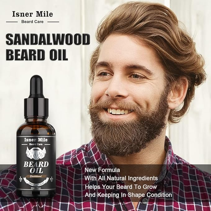 Isner Mile Beard Grooming Kit for Men Care: with Beard Wash - Oil - Balm - Brush - Comb & Straight Razor, Mens Birthday Christmas Stocking Stuffers Valentines Day Gifts for Him Boyfriend Dad Husband