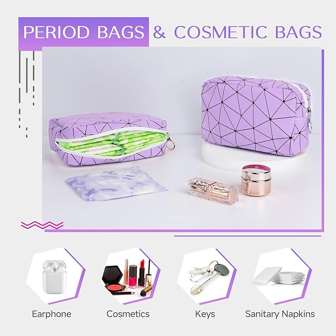 Tampon Holder for Purse, Leather Period Bag Sanitary Napkin Storage Bag for Girls Womens, Portable Feminine Emergency Pad Period Pouch(Purple)