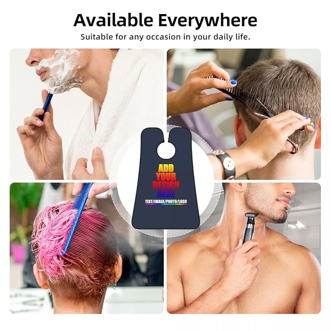 Personalized Custom Beard Bib Apron Design Your Photo Text Logo Beard Hair Catcher Non-Stick Beard Shave Capes for Trimming Shaving Orange Yellow