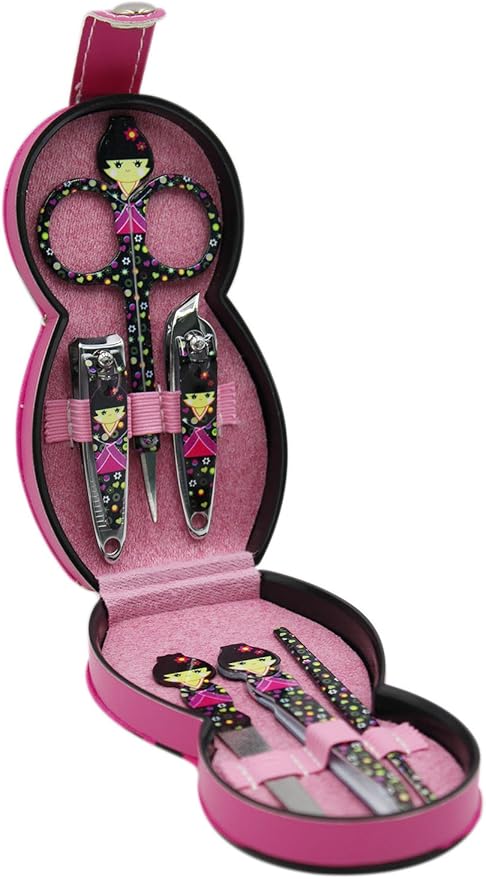 Aibearty Adorable Russian Doll Pattern Stainless Nail Clippers Set of 6Pcs, Professional Grooming Kit, Nail Tools with Luxurious Travel Case